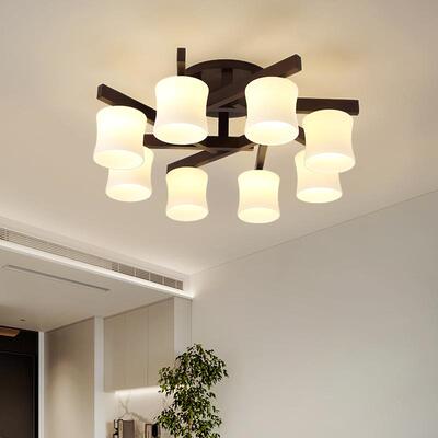 北欧客厅吸顶灯现代简约餐厅胡桃木色家用房间卧室小客厅灯具7182