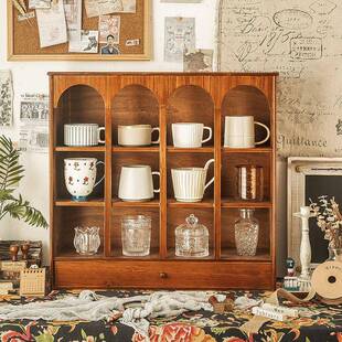 分格化妆品整理梳妆台木质复古收纳盒办公桌面杯子茶杯抽屉置物架