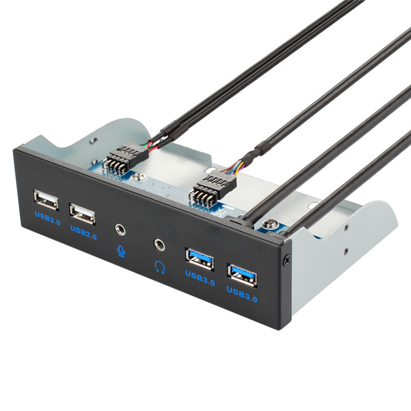 USB3.0前置机箱光驱位面板2口+2个USB2.0接口+2孔音频扩展图片