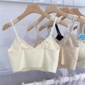 夏季 防走光裹胸蕾丝美背吊带内衣 痕冰丝美背固定杯抹胸一片式