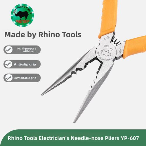 日本犀牛牌RHINO原装YP-607多功能电工压剥线剪切工业级6寸尖嘴钳