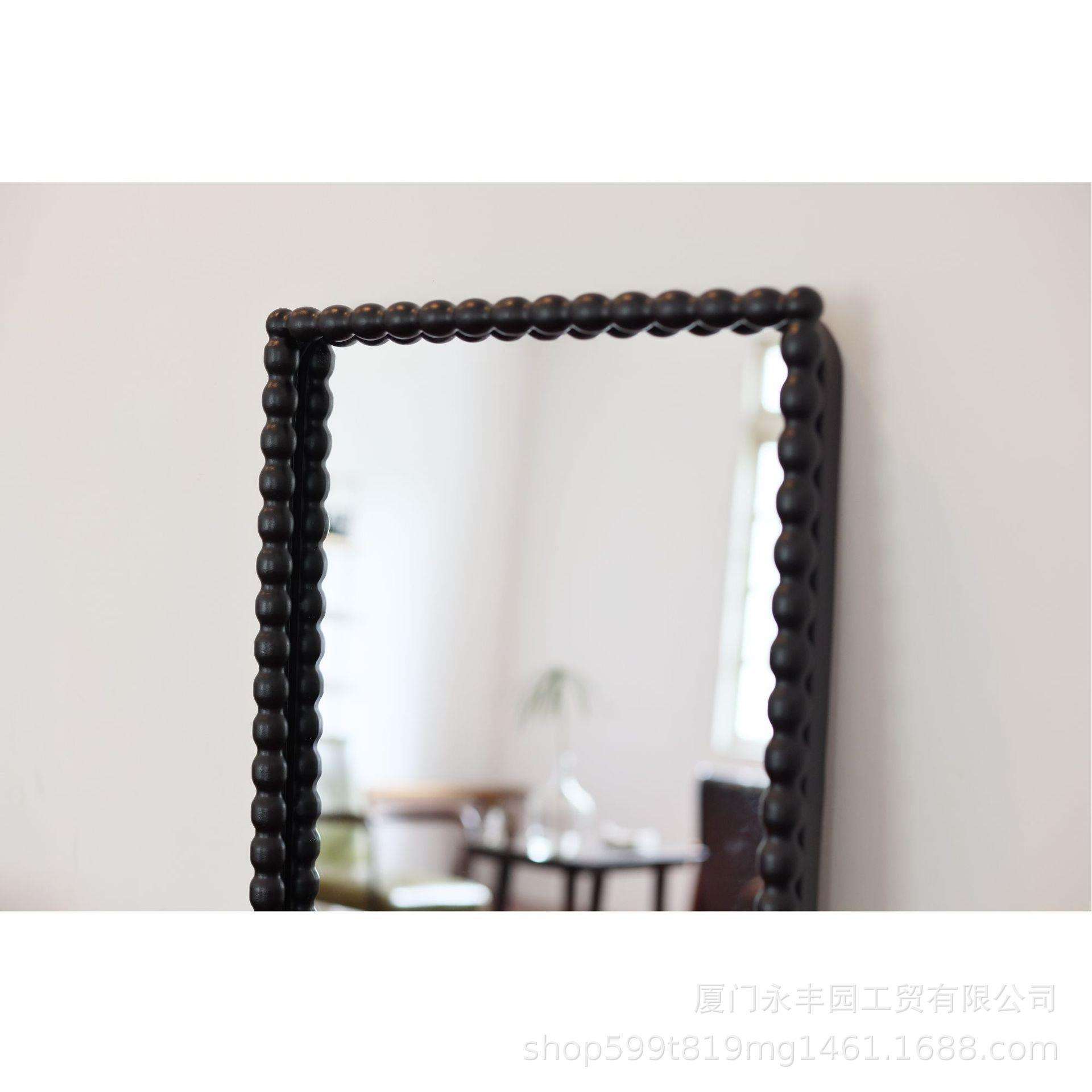 装饰镜铁艺长方形现代挂镜设计风格简约艺术客厅黑色串珠