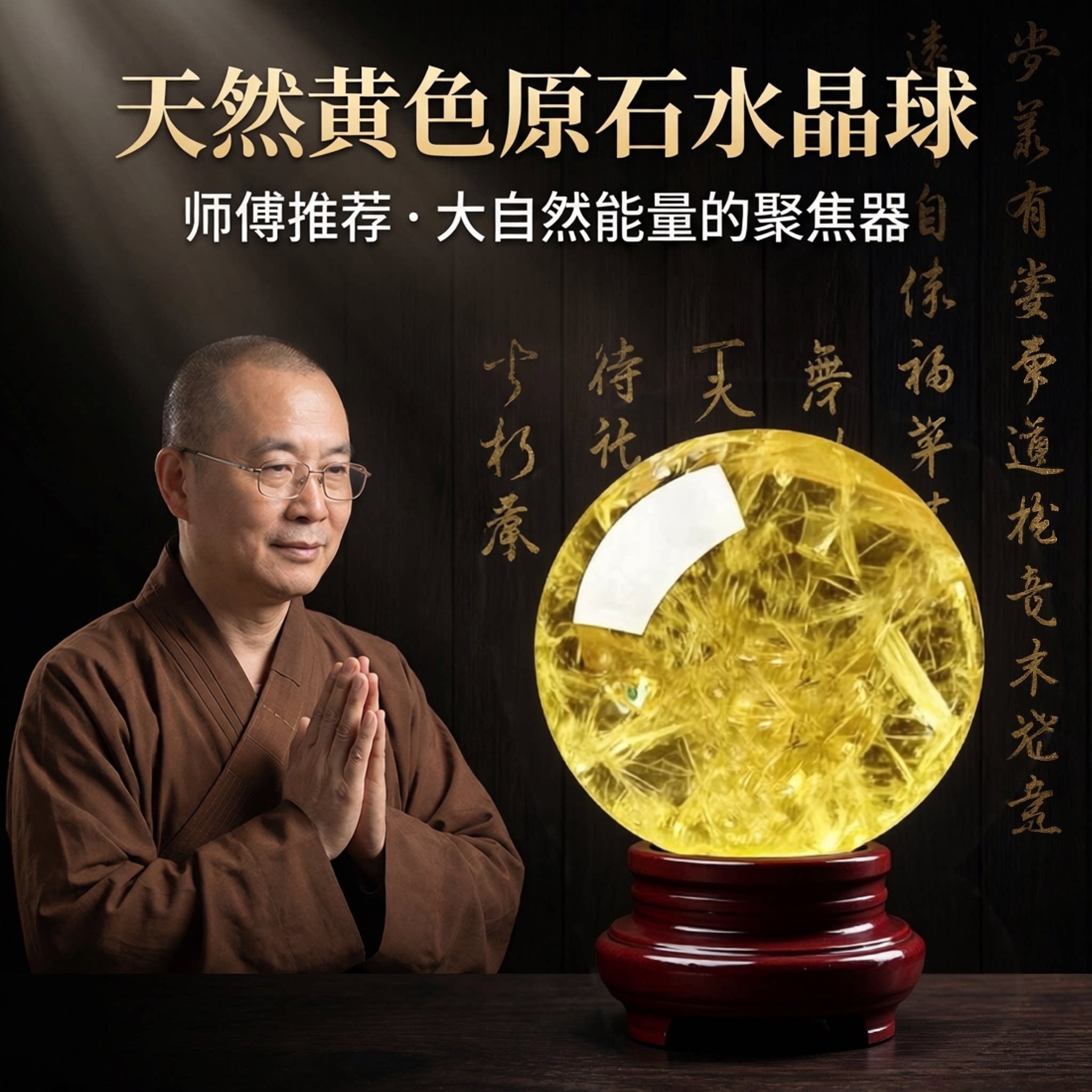 纯天然巴西真黄水晶球摆件风生水起公司生意开业招财送领导办公室