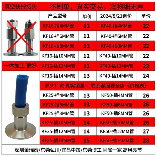 不锈钢真空宝塔接头 快拧接头转 气管接头KF16 KF25 真空皮管接头