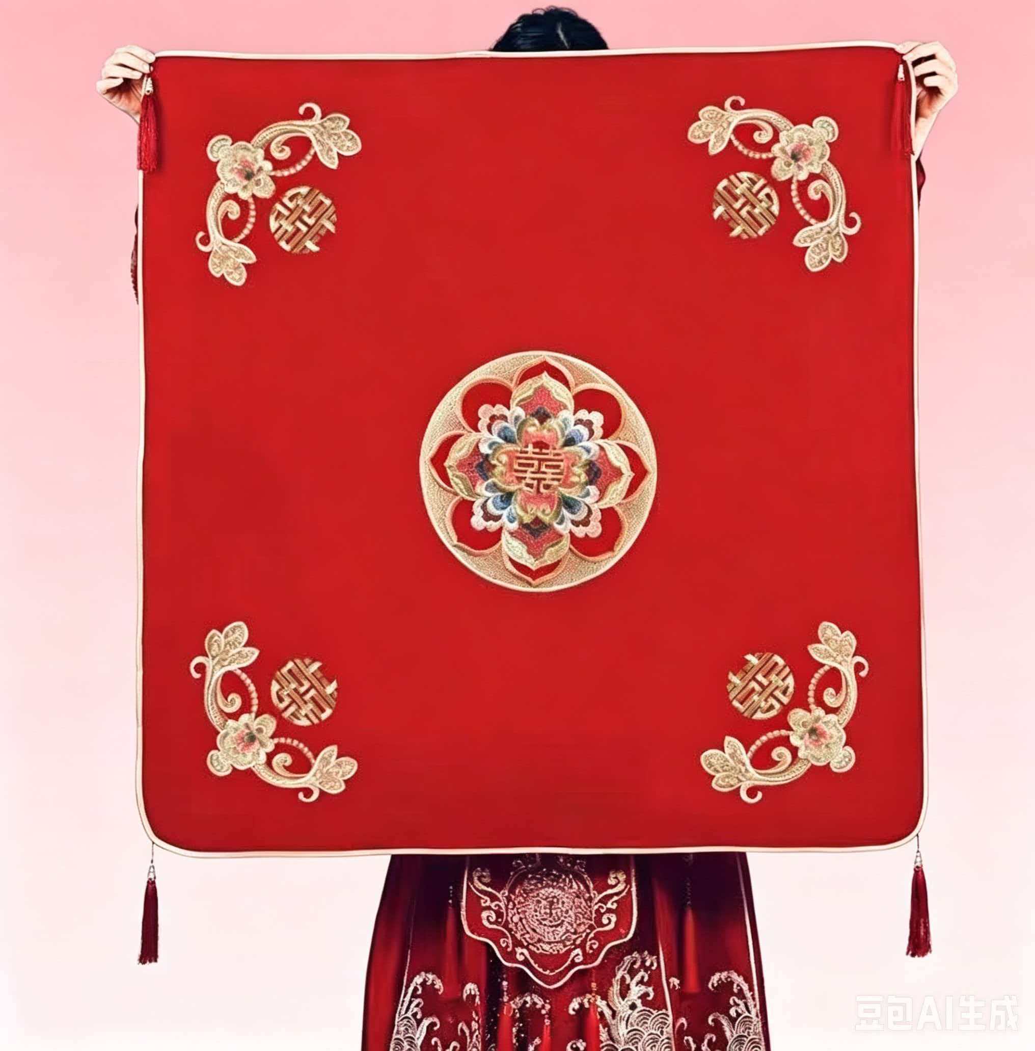 结婚包袱皮陪嫁流苏精致刺绣红包节庆布艺用品