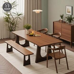 森选白蜡木中古餐桌家用长方形全实木大长桌客厅原木风大板桌书桌