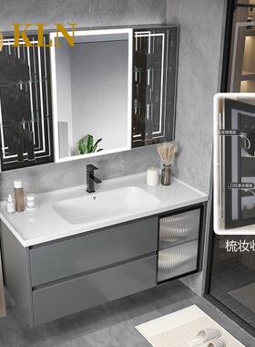 陶瓷一体盆浴室柜组合化妆品收纳架感应智能镜柜 金百盛卫浴8028C
