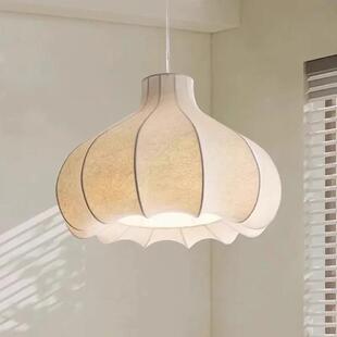 蚕丝吊灯中古侘寂风卧室床头灯房间法式奶油风复古书房餐厅灯具