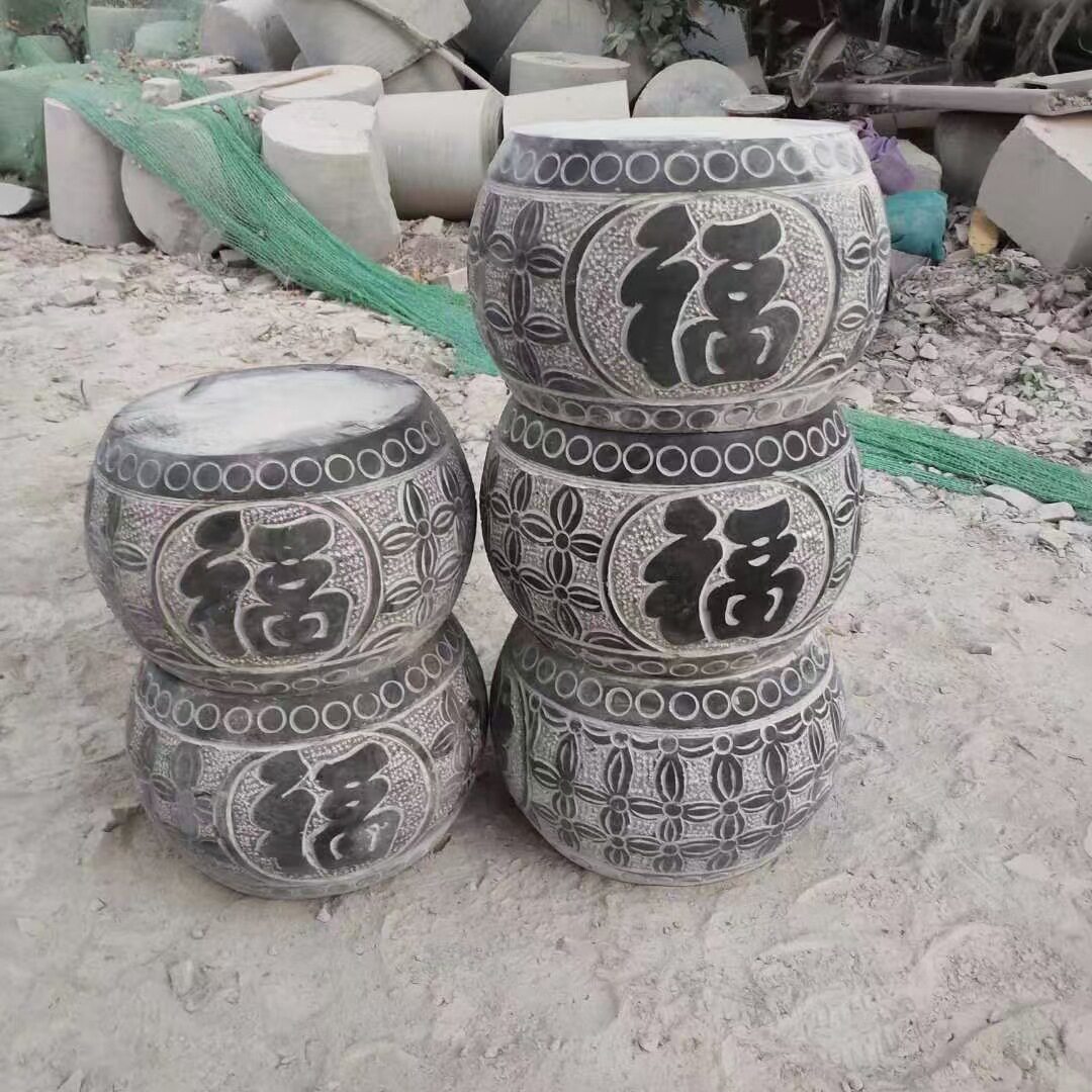 石柱墩青石带底座石墩子垫基石柱脚石雕柱皮圆墩空心石柱础柱顶石