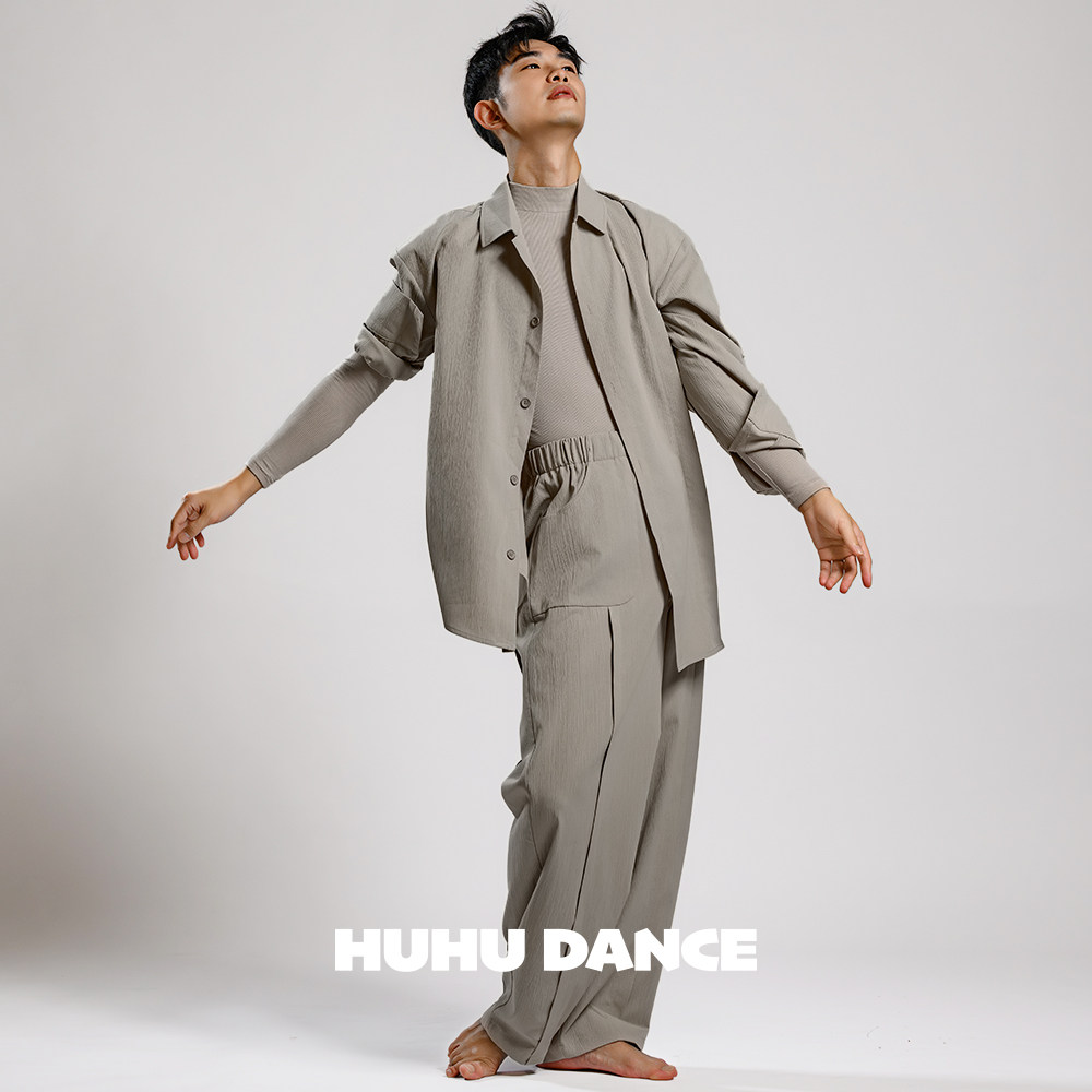 HUHUDANCE现代舞练功演出服宽松长袖衬衫外套男女款378图片