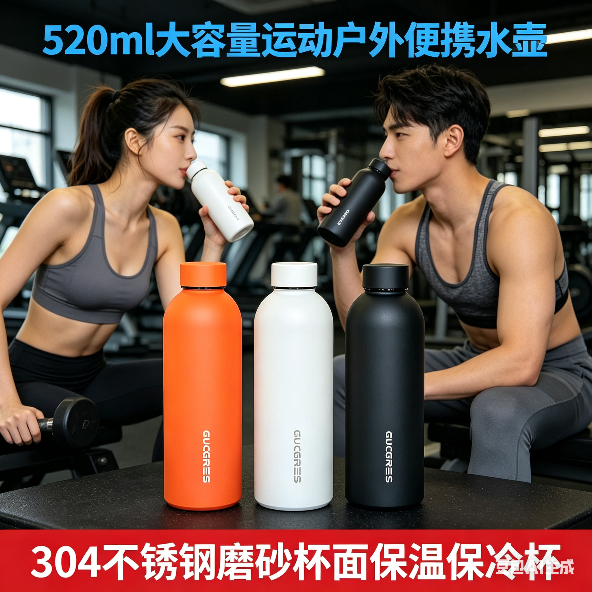 520毫升304不锈钢长效保冷保温杯健身运动男女款便捷防摔2026新款