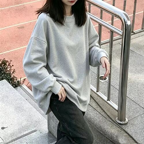 2026新款早秋灰色加厚宽松卫衣
