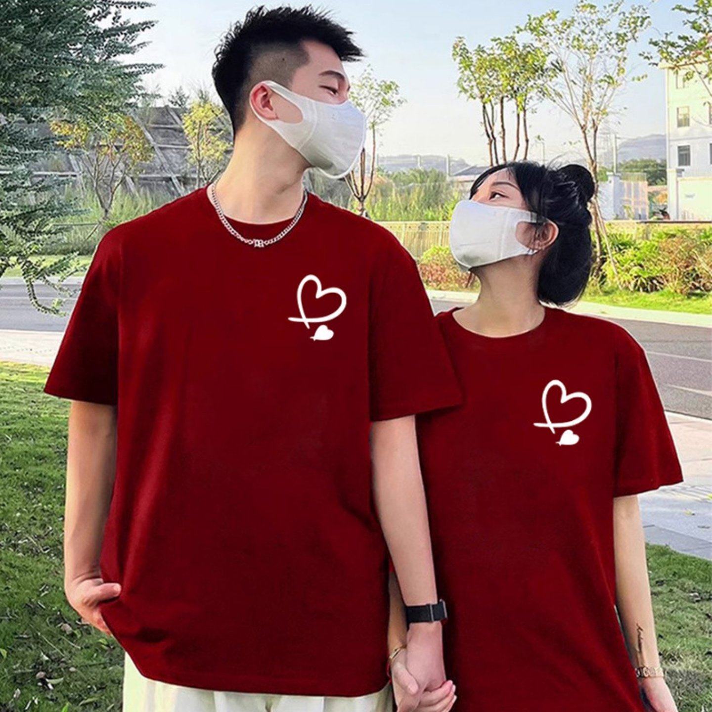 情侣装酒红色印花短袖t恤女2026新款高级感百搭宽松大码纯棉上衣,女装/女士精品,T恤,淘宝优惠券,粉丝福利购,淘宝优惠卷