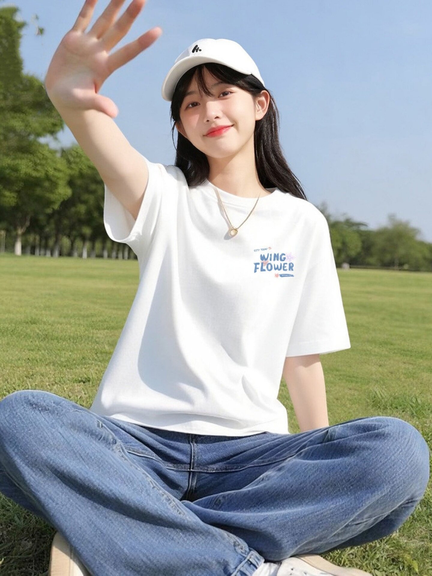 2026新款韩版夏季多巴胺纯棉圆领短袖t恤女宽松大码字母印花上衣