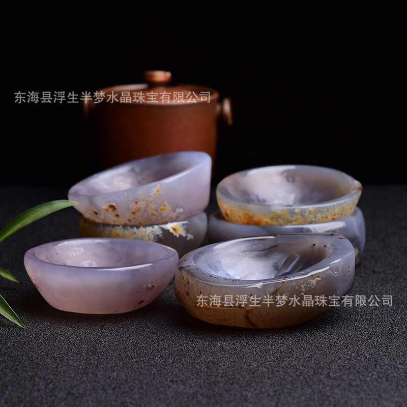 天然玛瑙碗摆件玛瑙烟灰缸原石水装饰摆件