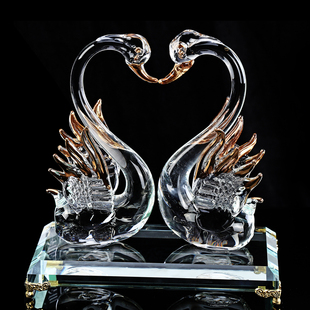 结婚礼物送新人鸳鸯轻奢水晶天鹅摆件一对客厅装饰送闺蜜乔迁之喜