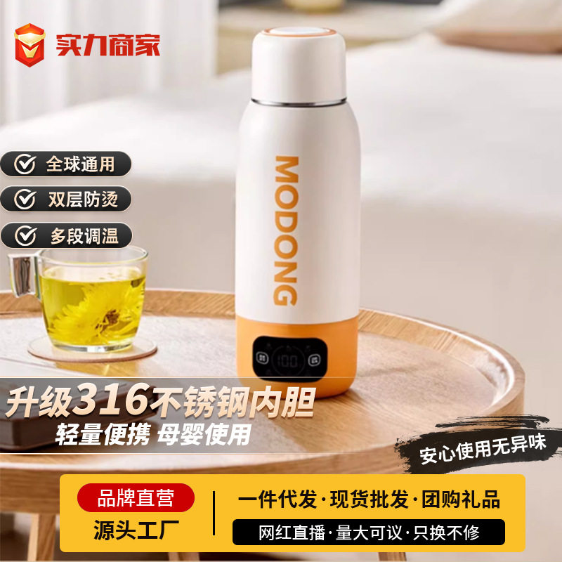摩动110V/220伏电热烧水水杯大容量旅行便携烧水壶加热保温恒温杯