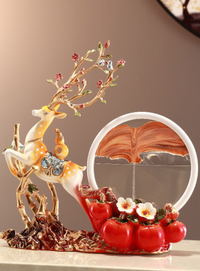 创意流沙画招财鹿摆件客厅玄关电视柜酒柜柿子装饰品沙漏乔迁新居