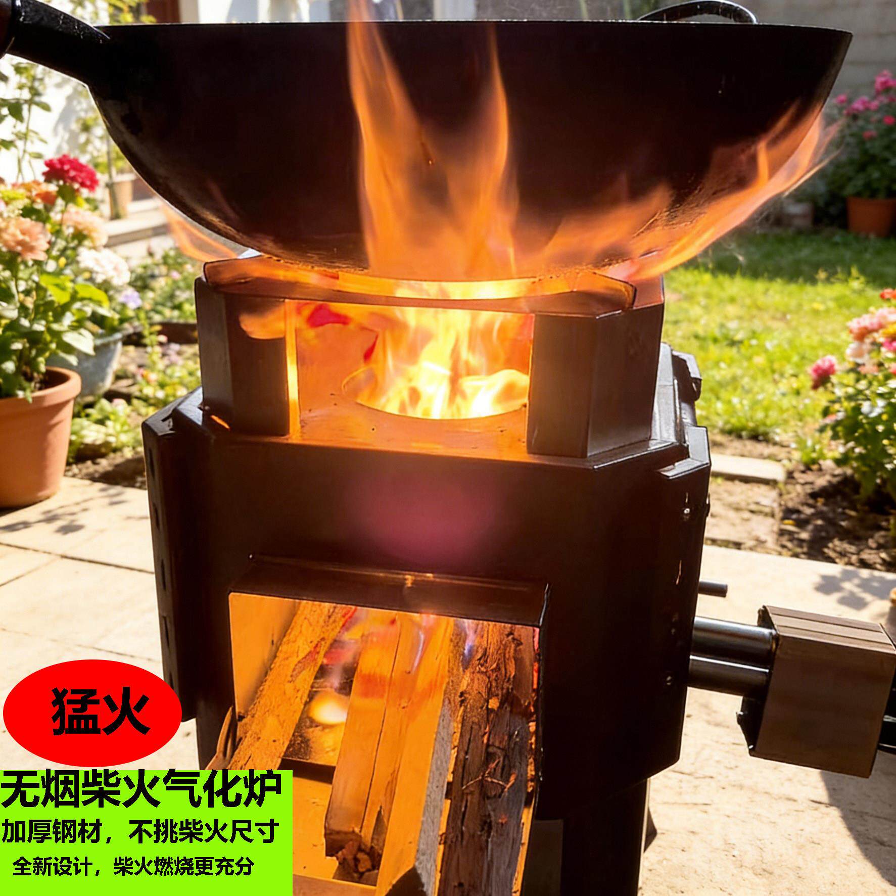 户外柴火炉RBB野外可携式新型汽炉气化灶无烟农动村家用烧木柴移