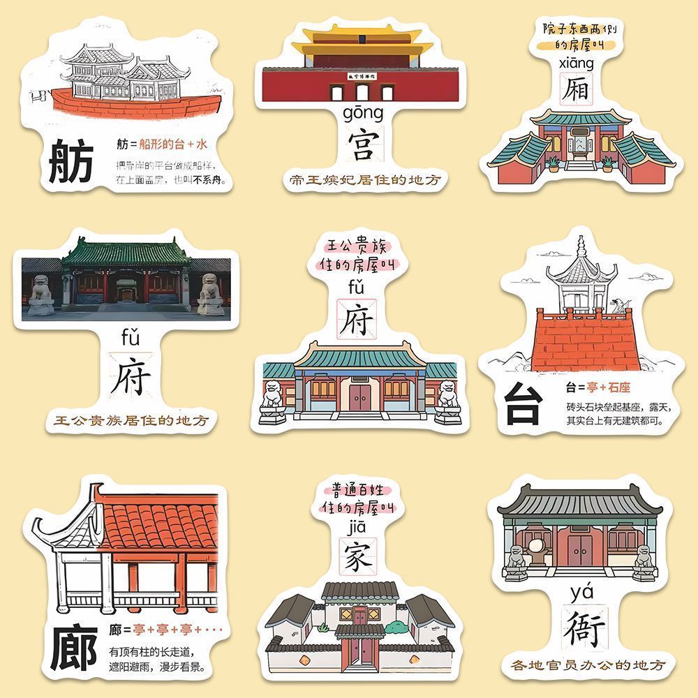 古代房屋防水创意装饰贴画106张