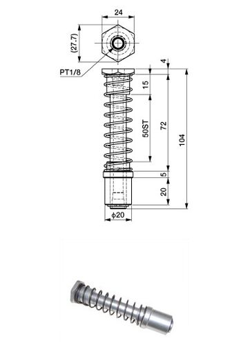 吸着金具(大型)(50st)VFI-L-50-P20圆头加长金具机械手吸盘金具