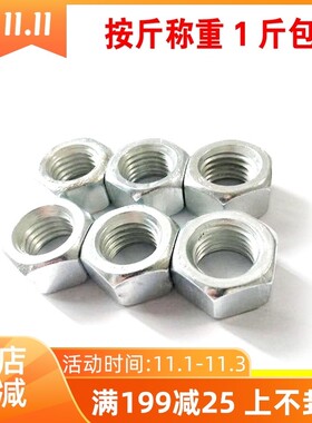 镀锌螺母 4.8外六角螺母螺帽GB52螺丝帽6M8M10M12M14M16M18M20M24
