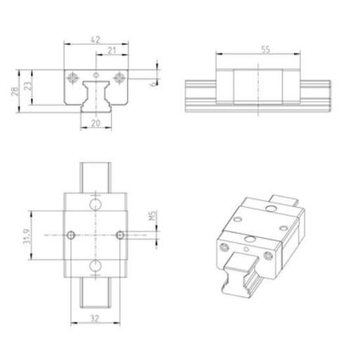 德国进口Rexroth力士乐 R166131420滚珠滑块KWD-035-FKS-C1-N-1