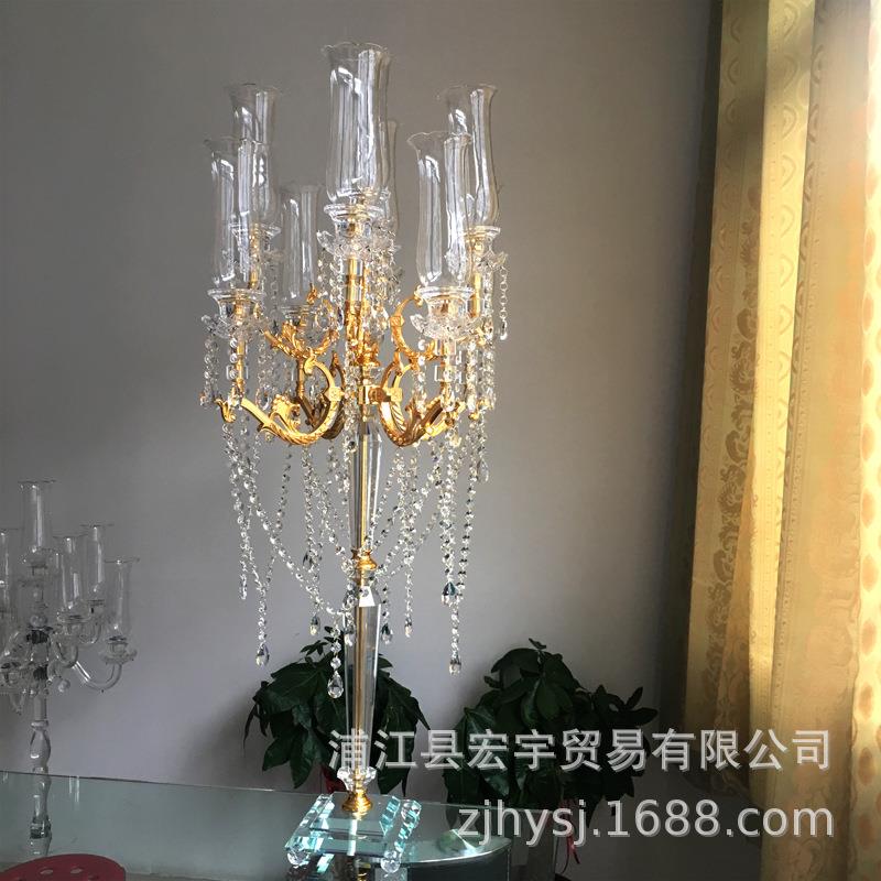 欧式九头水晶烛台婚庆婚礼道具酒店家居样板房软装西餐厅装饰摆件
