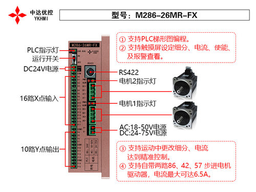 YKHMI中达优控步进驱动M286-26MR-FX直销自带步进驱动器