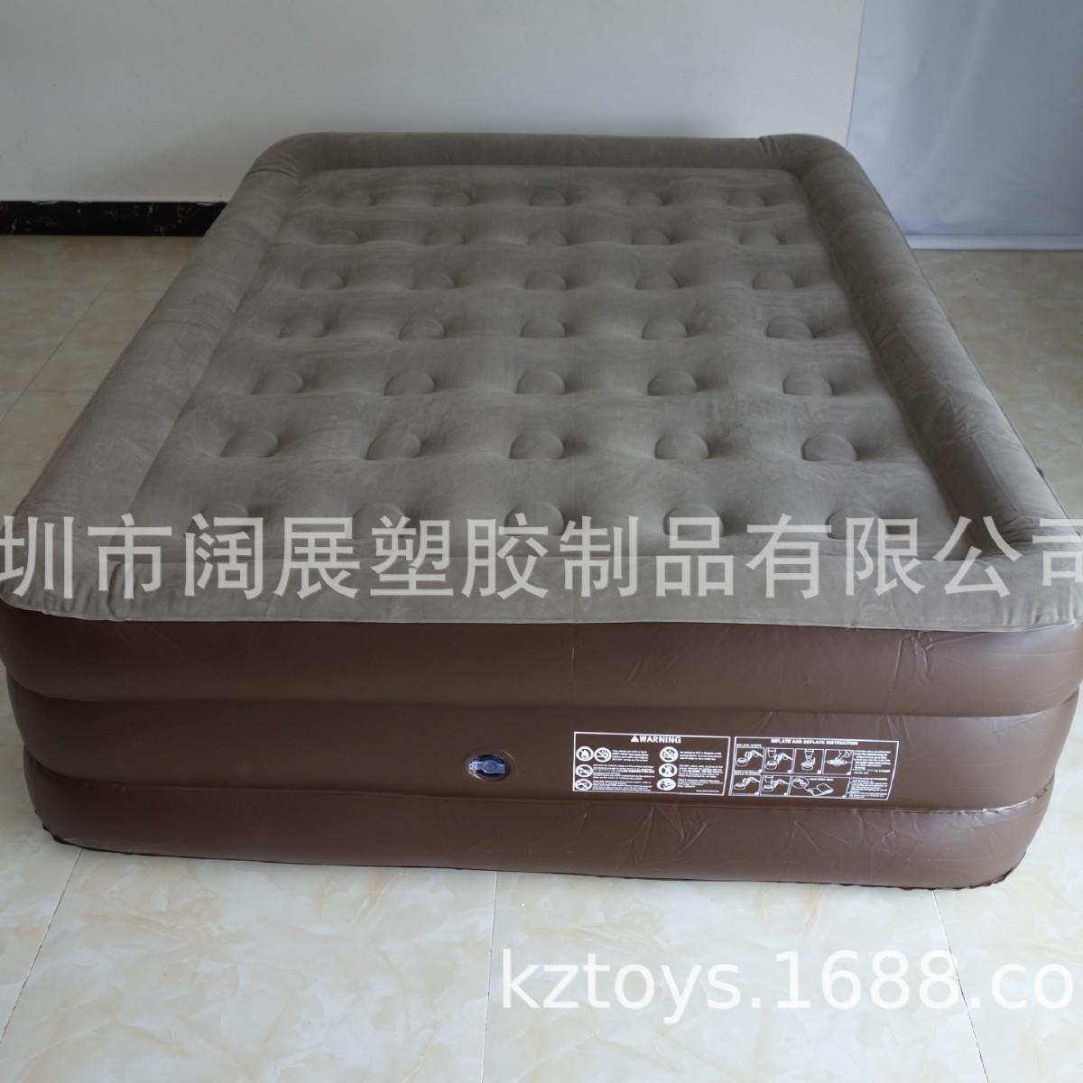 厂家现货加厚PVC植绒充气双人床垫加高充气床垫充气植绒床垫