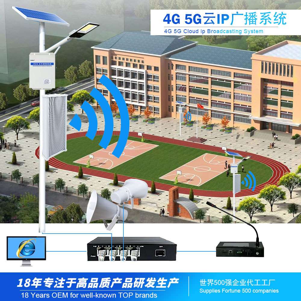 村村通景区学校IP网络功放4G无线云广播大功率网线传输支持SIP