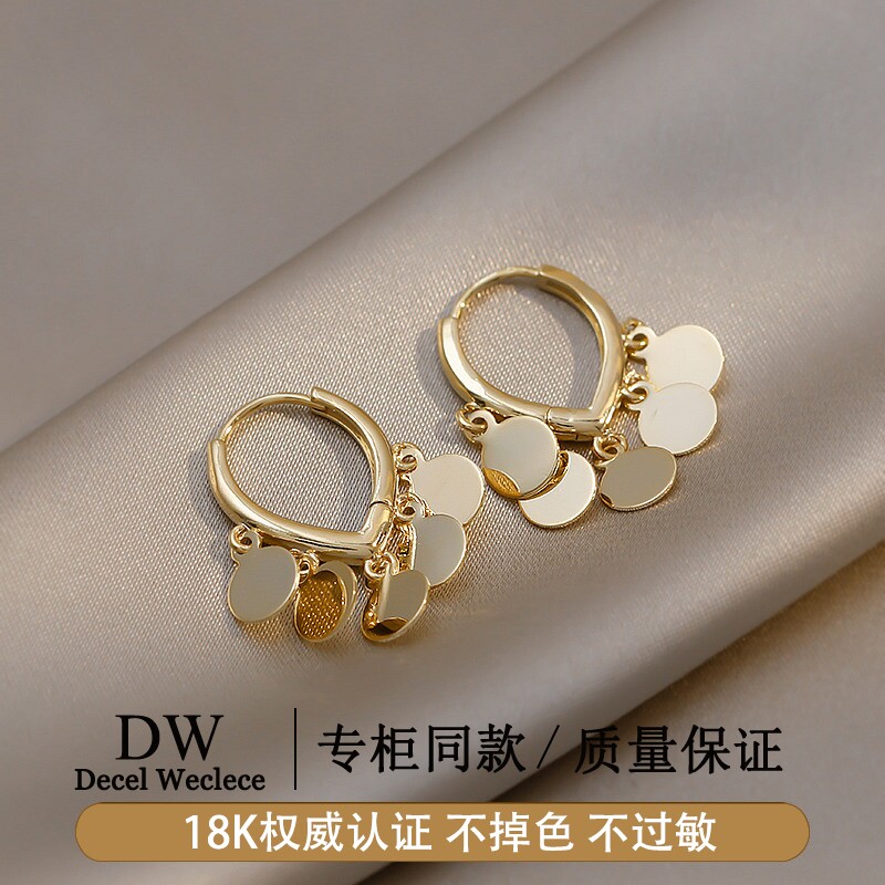 奥特莱斯【专柜正品】18K金片片流苏耳饰耳环耳扣精致耳坠