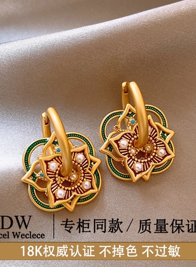 奥特莱斯【专柜正品】18K金古里雅复古国风耳环女新中式耳钉