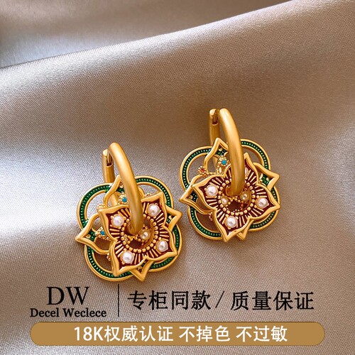 奥特莱斯【专柜正品】18K金古里雅复古国风耳环女新中式耳钉