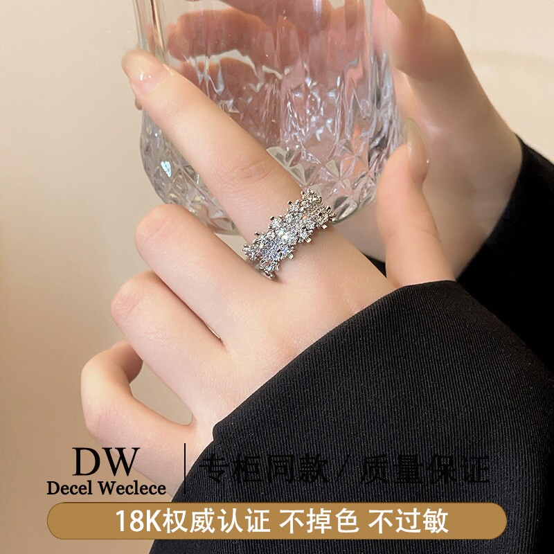 奥特莱斯专柜捡漏海外撤柜18K金满钻锆石旺财戒指女食指开口尾戒