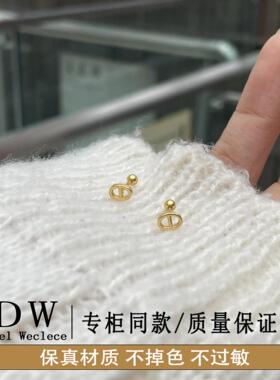 奥特莱斯18K金新中式猪鼻子螺丝耳钉女款简约时尚养耳洞耳环韩系