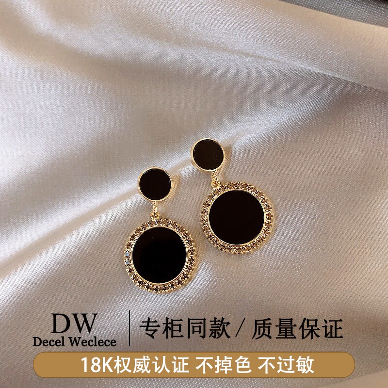 奥特莱斯【官方直发】18K金耳钉黑色耳环AU750气质女耳饰