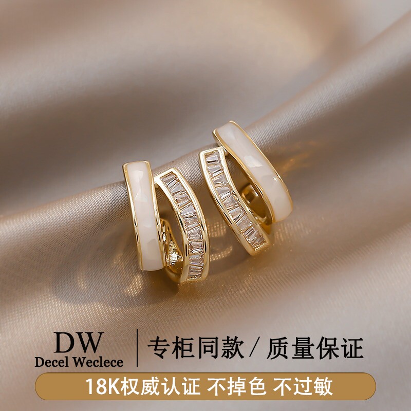 奥特莱斯【品牌撤柜1折】古里雅耳钉女AU750耳环纯银针耳饰耳夹