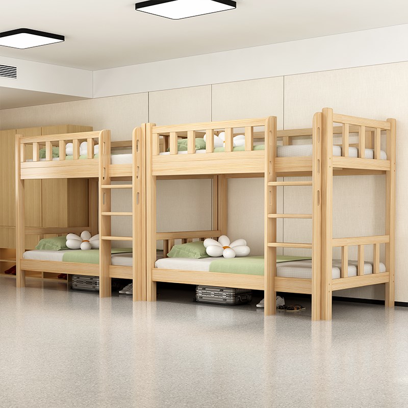 实木鹅掌楸木上下床双层床两层床员工宿舍上下铺木床儿童床子母床