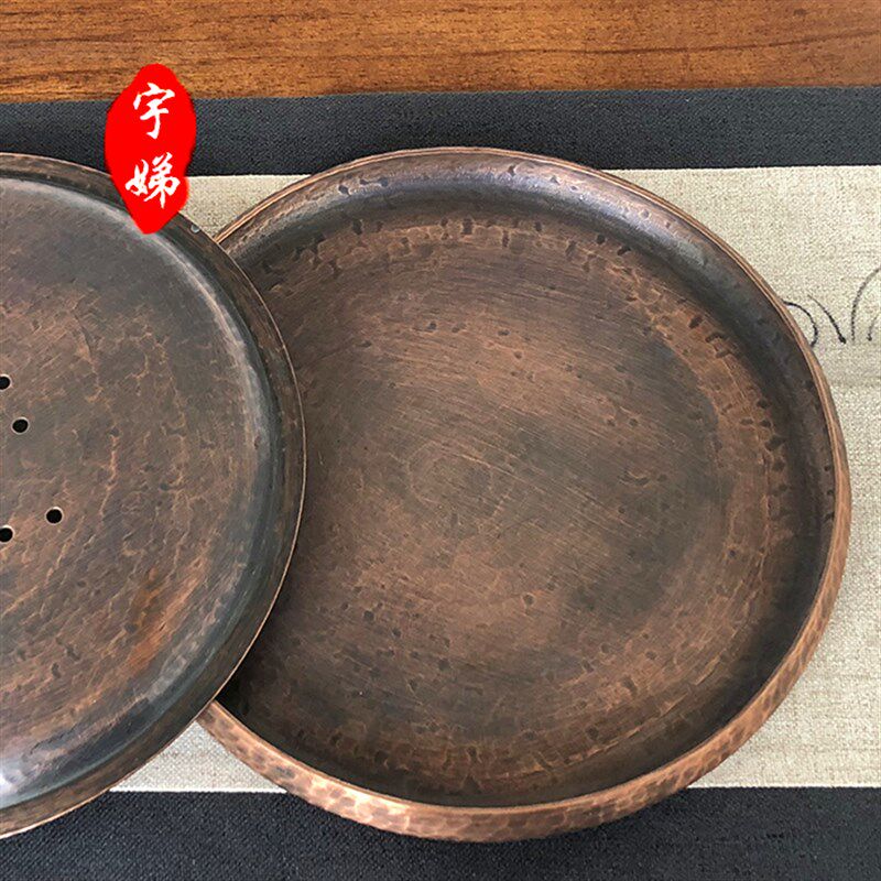 铜茶洗纯铜大号壶承干泡台茶盘手工茶具零配建水水盂茶道零配