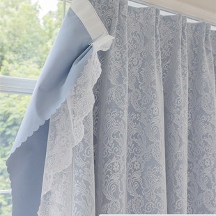 法式窗帘全遮光轨道一整套免打孔安装高级感卧室飘窗女生卧室短帘