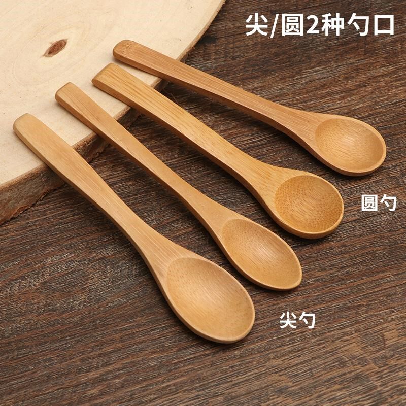 竹制小勺取蜂蜜专用勺吃饭调味迷你天然竹勺长柄搅拌木头定制图案