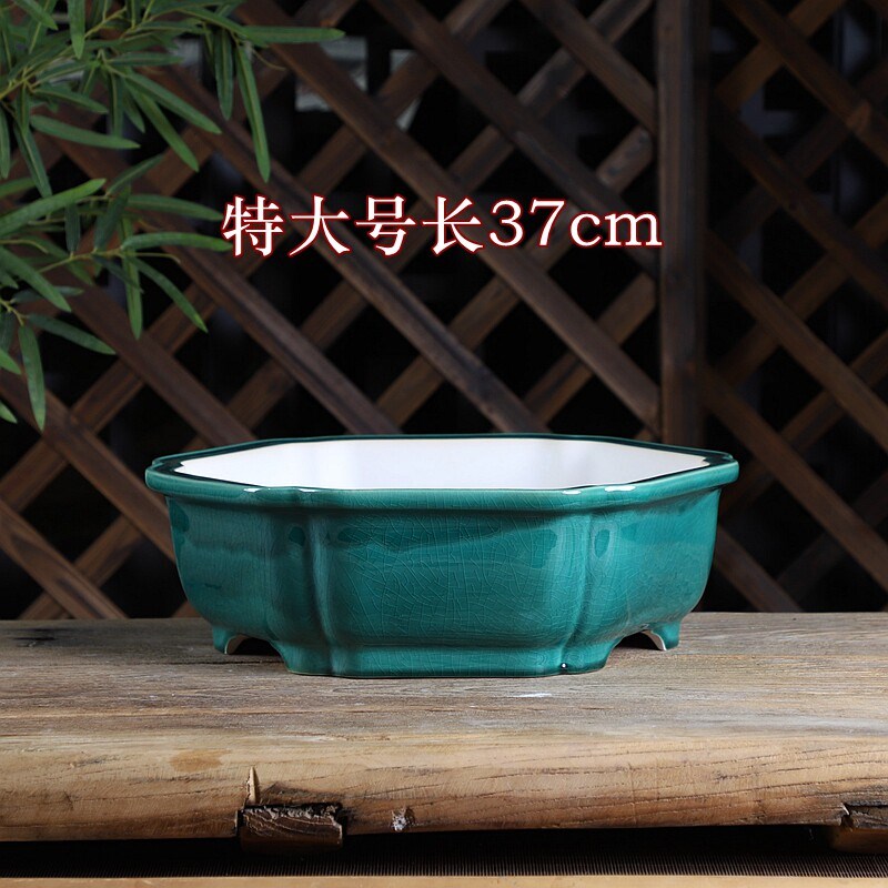 自在屋紫砂花盆精品手工釉盆老张家同款特大六方葵式盆景盆