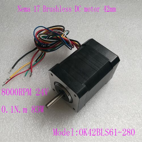 42直流无刷电机 高转速 8000转 24V 0.1Nm 83W OK42BLS61-280