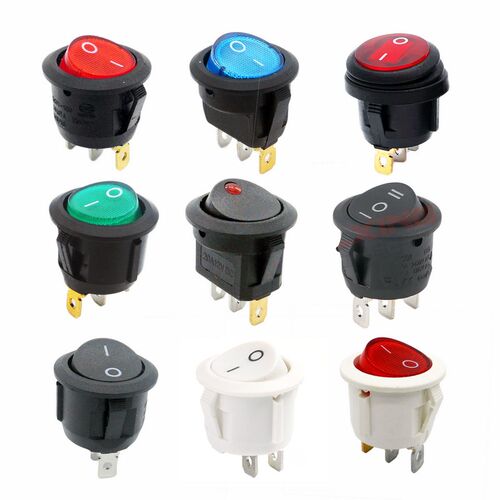 KCD1开关20mm圆形船型开关跷板开关船形三脚台灯电器220V电源按钮