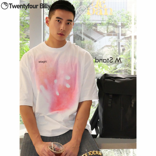 Twentyfour Billy/夏季宽松纯棉短袖T恤男 抽象艺术感情侣上衣
