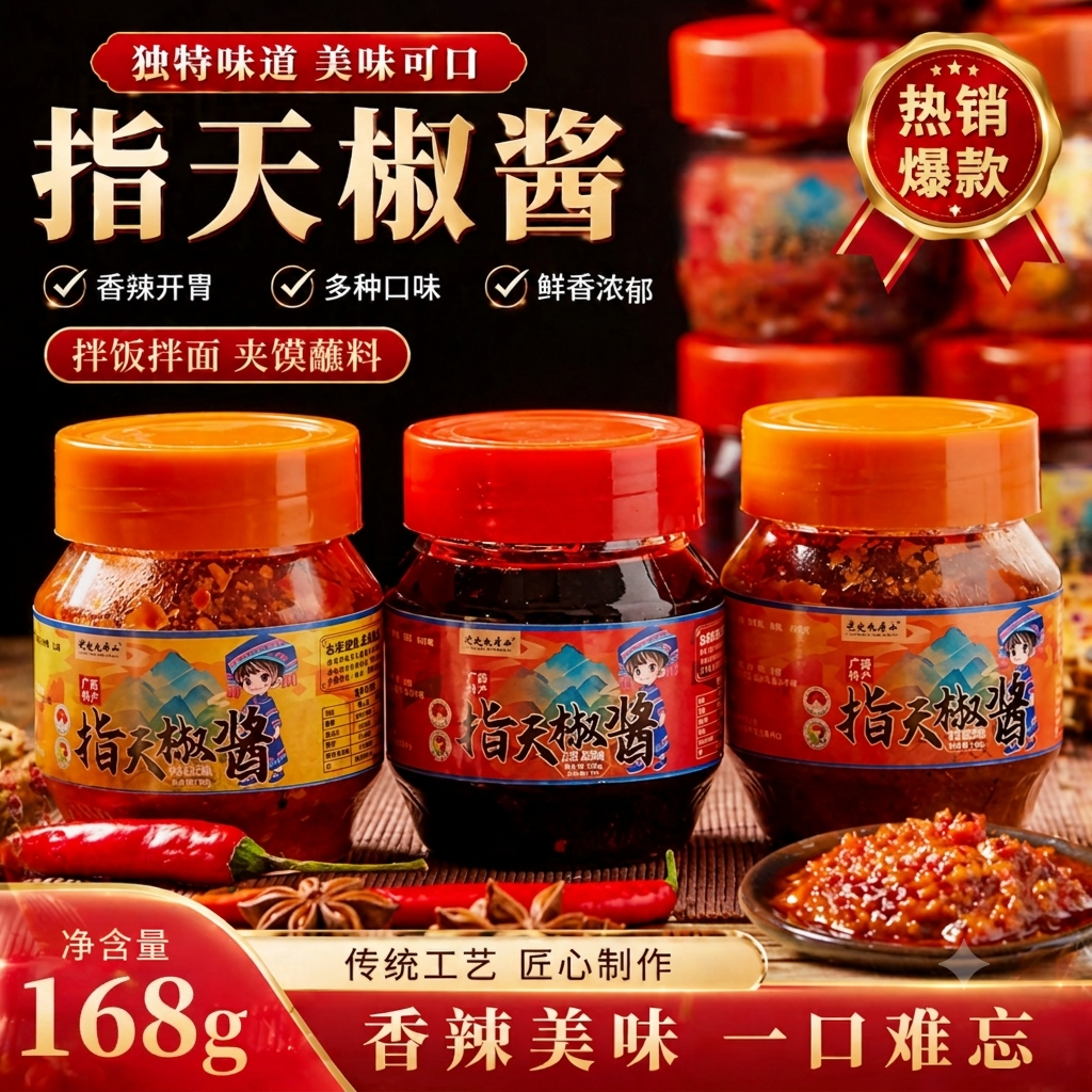 广西天等指天辣椒酱香辣下饭