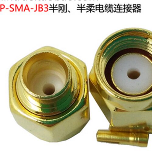 RF射频RP-SMA-JB3同轴RG402金属线插头高频SMA公反接半柔半钢50欧