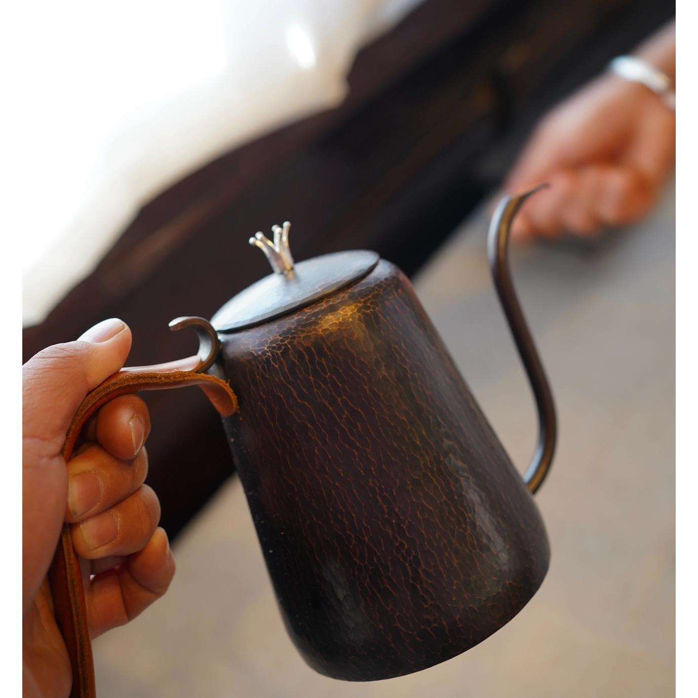 手工锤纹咖啡壶家用铜咖啡壶手冲壶细水流铜茶壶紫铜壶丘田麦棠