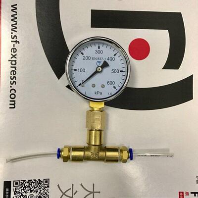 60mm 压力表 带三通 带接外径4mm气管的快插接头 压力0-600kpa